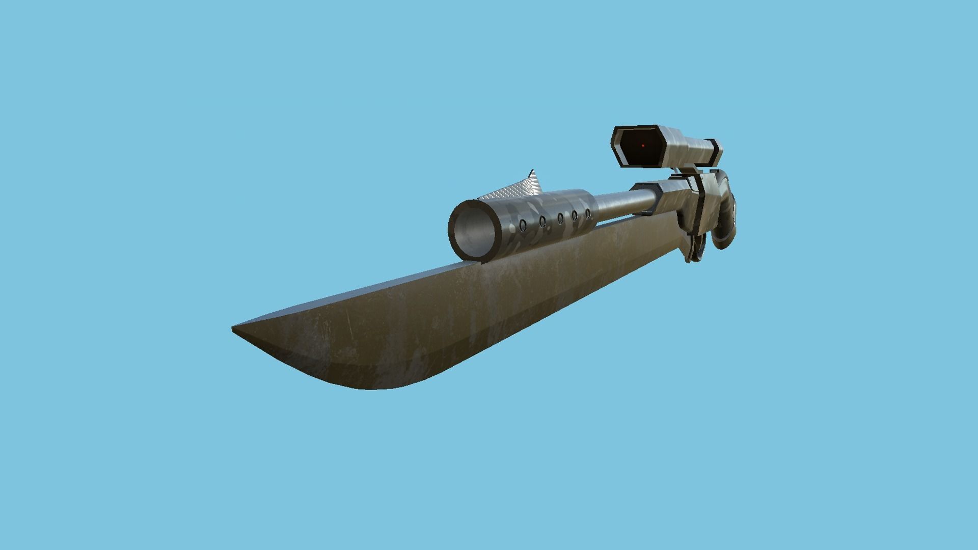 Sniper Gunblade 07 Black Camouflage - Character SciFi Design Low-poly 3D model_2