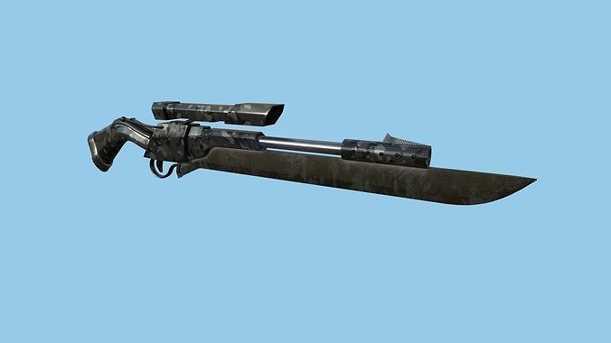 Sniper Gunblade 07 Black Camouflage - Character SciFi Design Low-poly 3D model