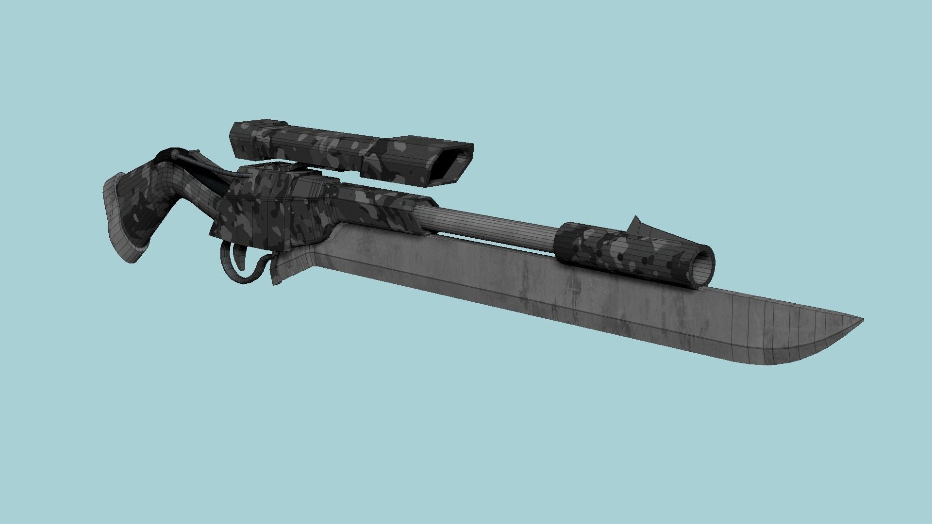 Sniper Gunblade 07 Black Camouflage - Character SciFi Design Low-poly 3D model_5