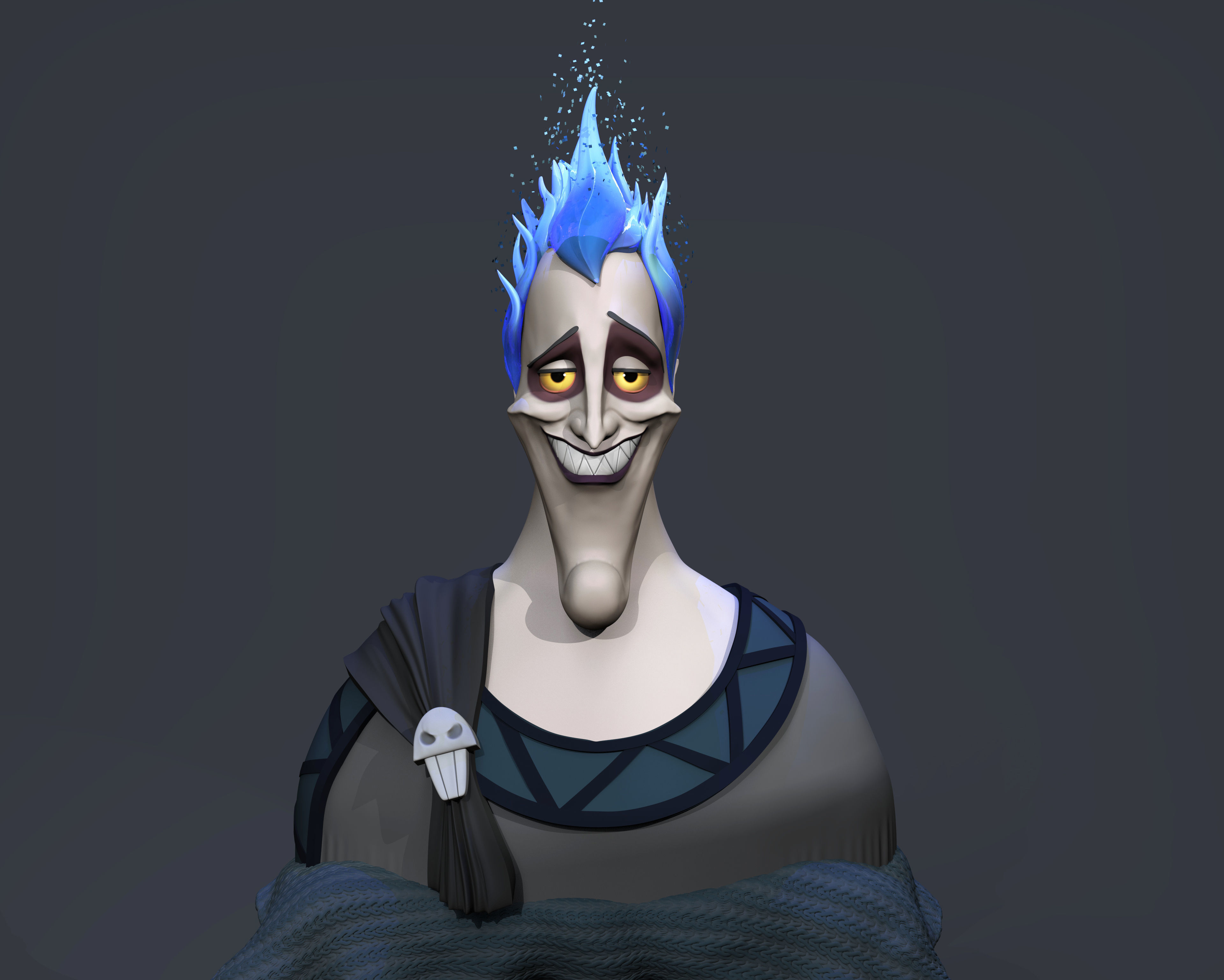 Hades bust with hair 3D print model_1