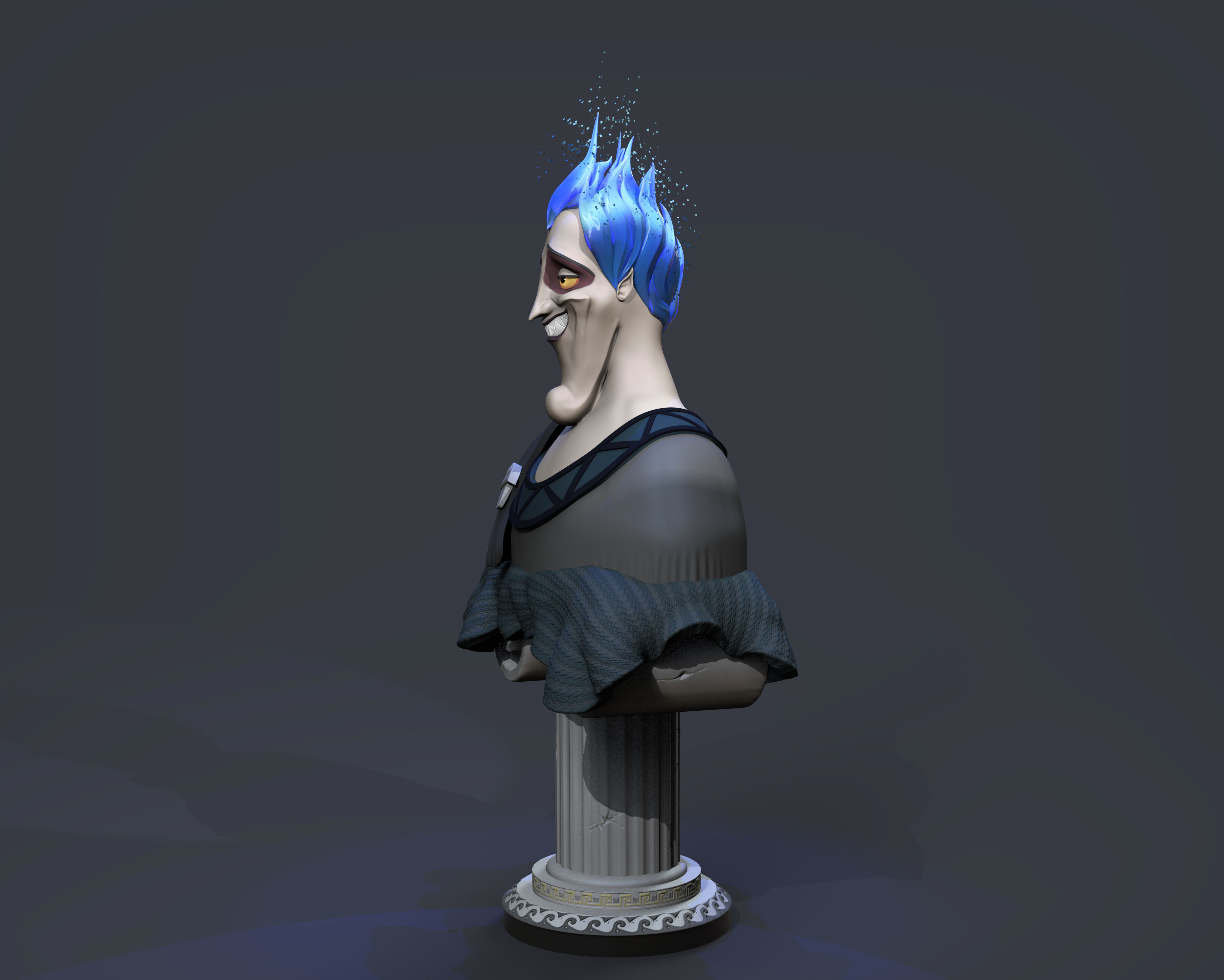 Hades bust with hair 3D print model_3