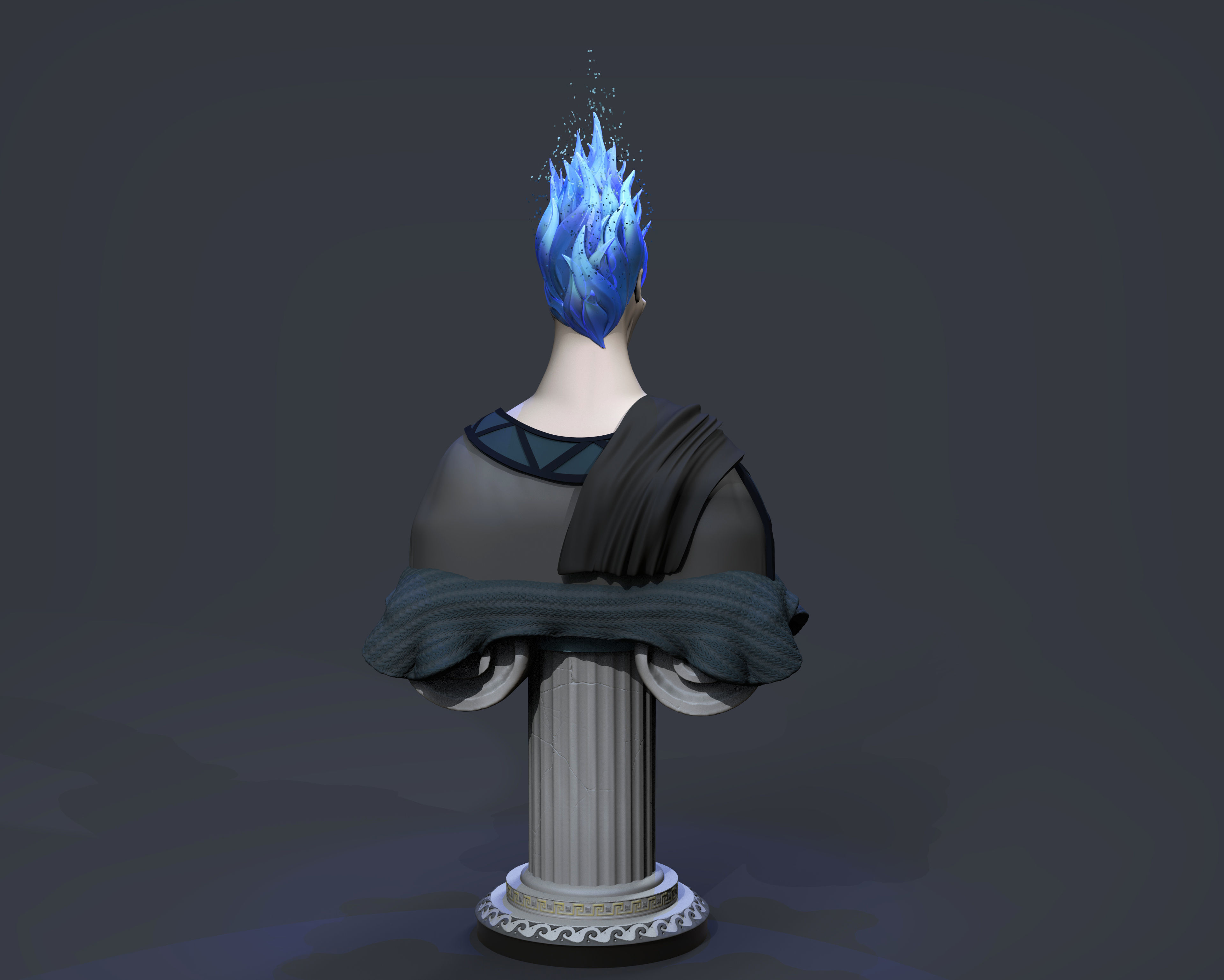 Hades bust with hair 3D print model_4