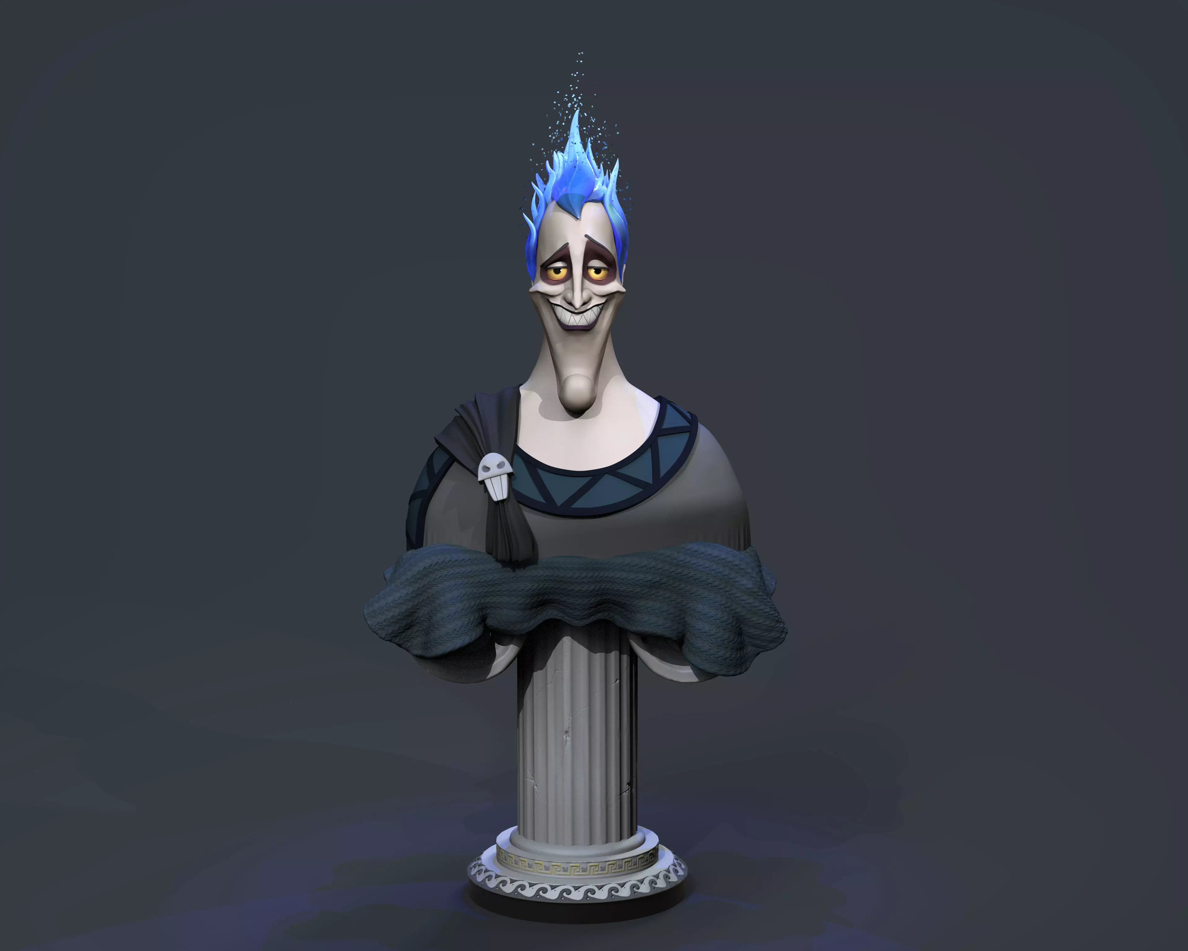 Hades bust with hair 3D print model_0