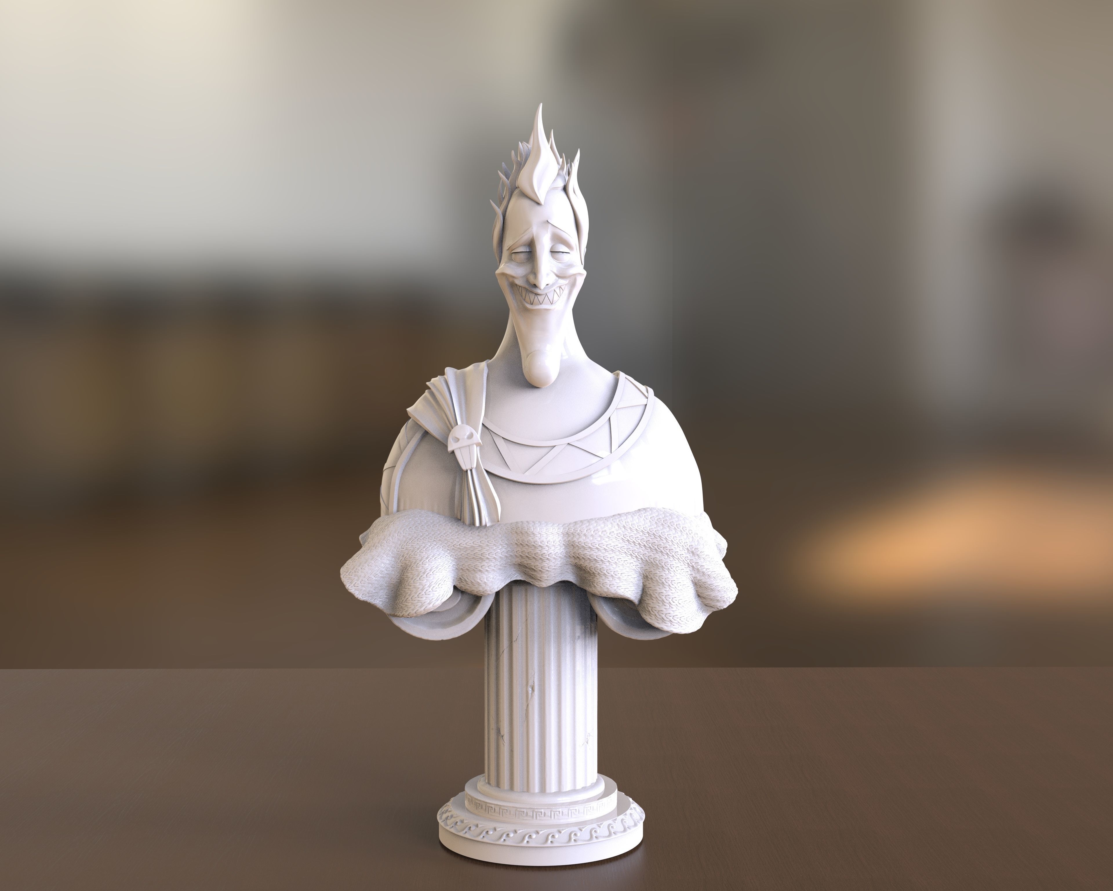 Hades bust with hair 3D print model_2