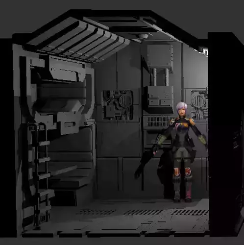 6 Inch Scale VCX Light Freighter Bunk Room for Ship Mechanic 3D print model