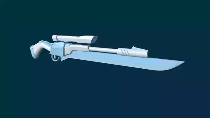Sniper Gunblade 08 Blue Cartoon - Character SciFi Design