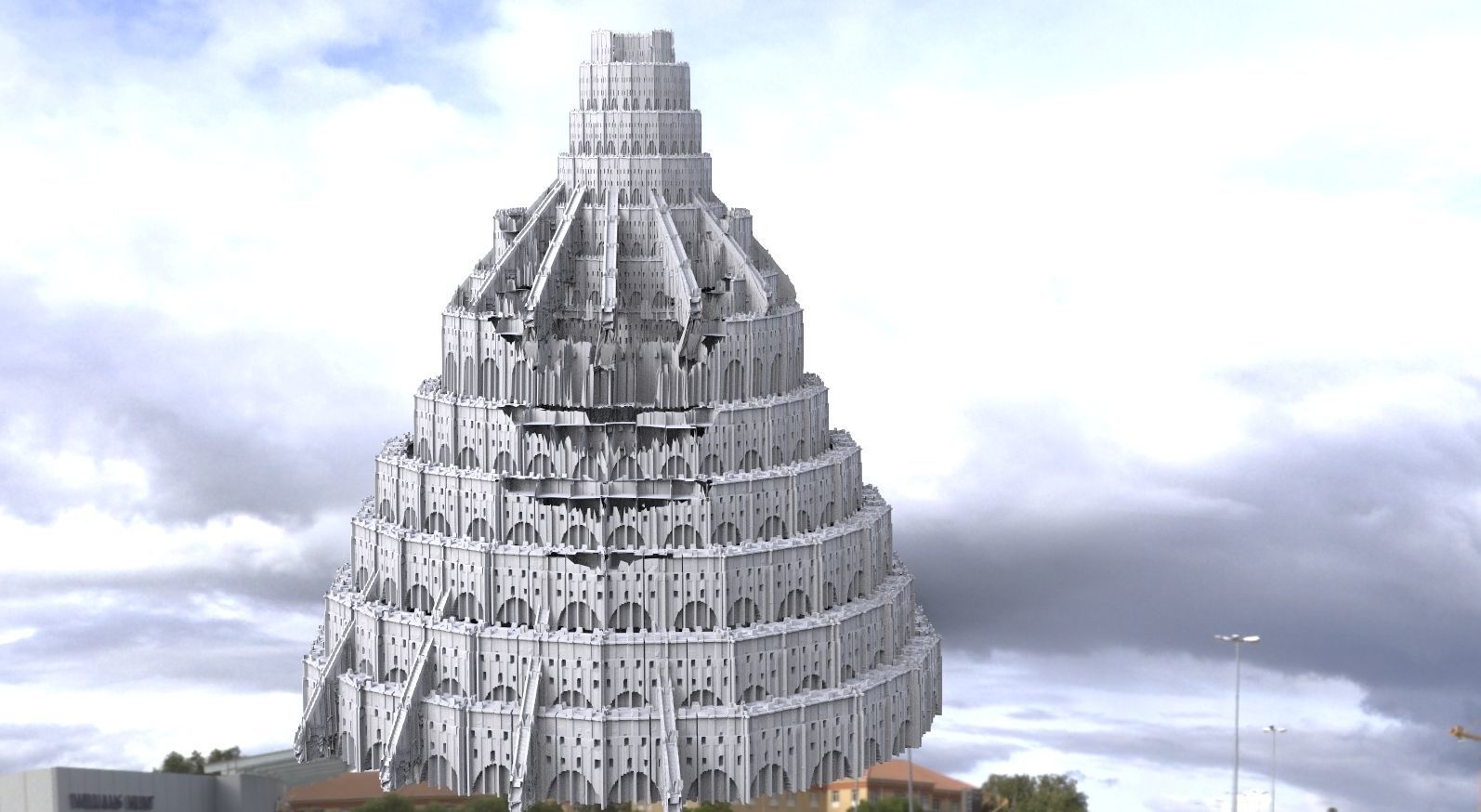 Babylon Tower of Babel Under Construction 3D model_2