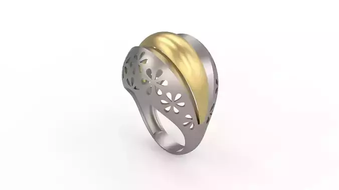Ultra Vision Flower Leaf Pattern Gold Women Ring