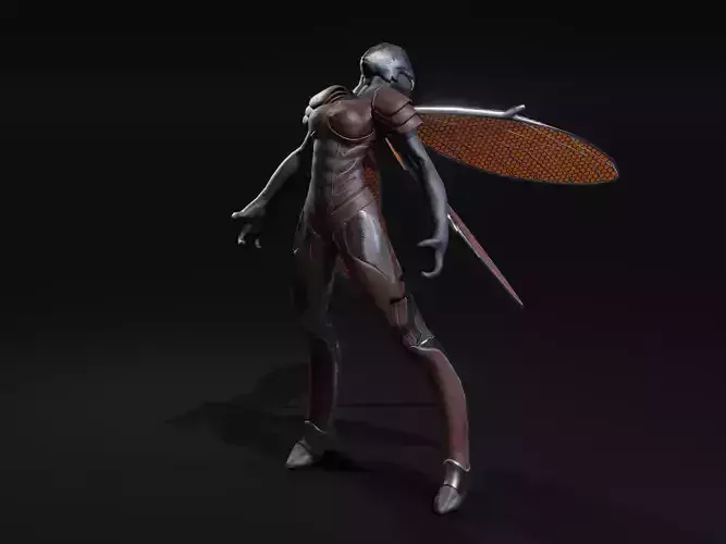 Winged Alien Low-poly 3D model
