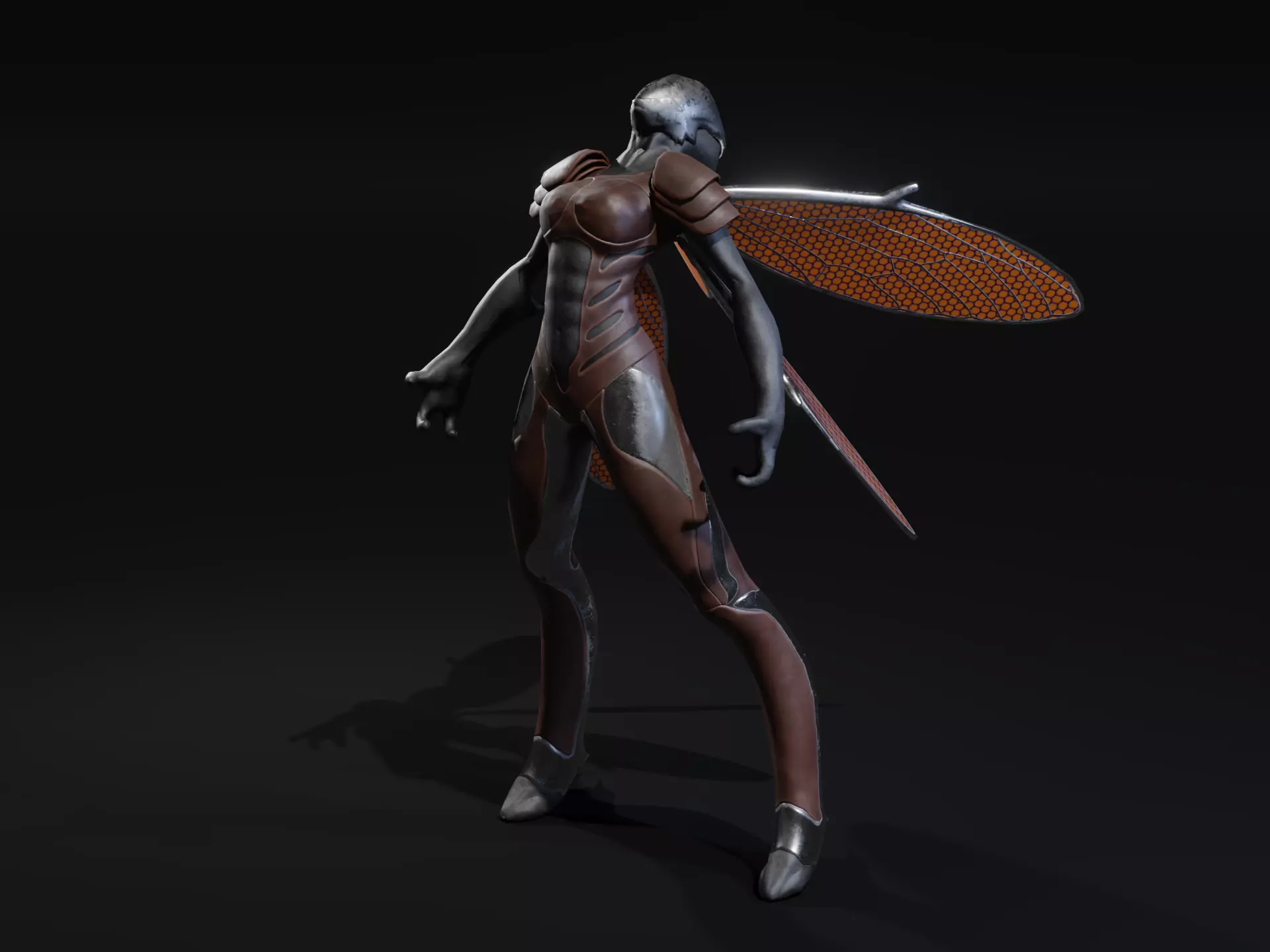Winged Alien Low-poly 3D model_0
