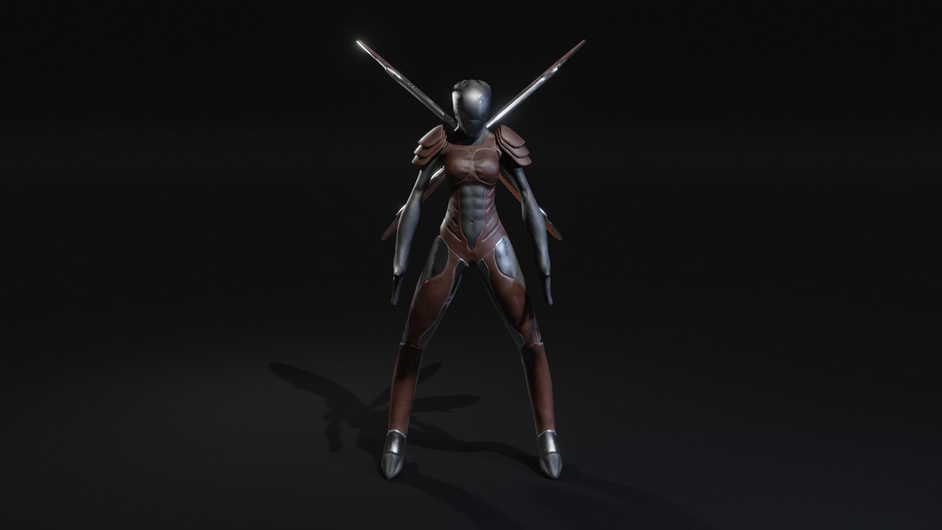 Winged Alien Low-poly 3D model_2