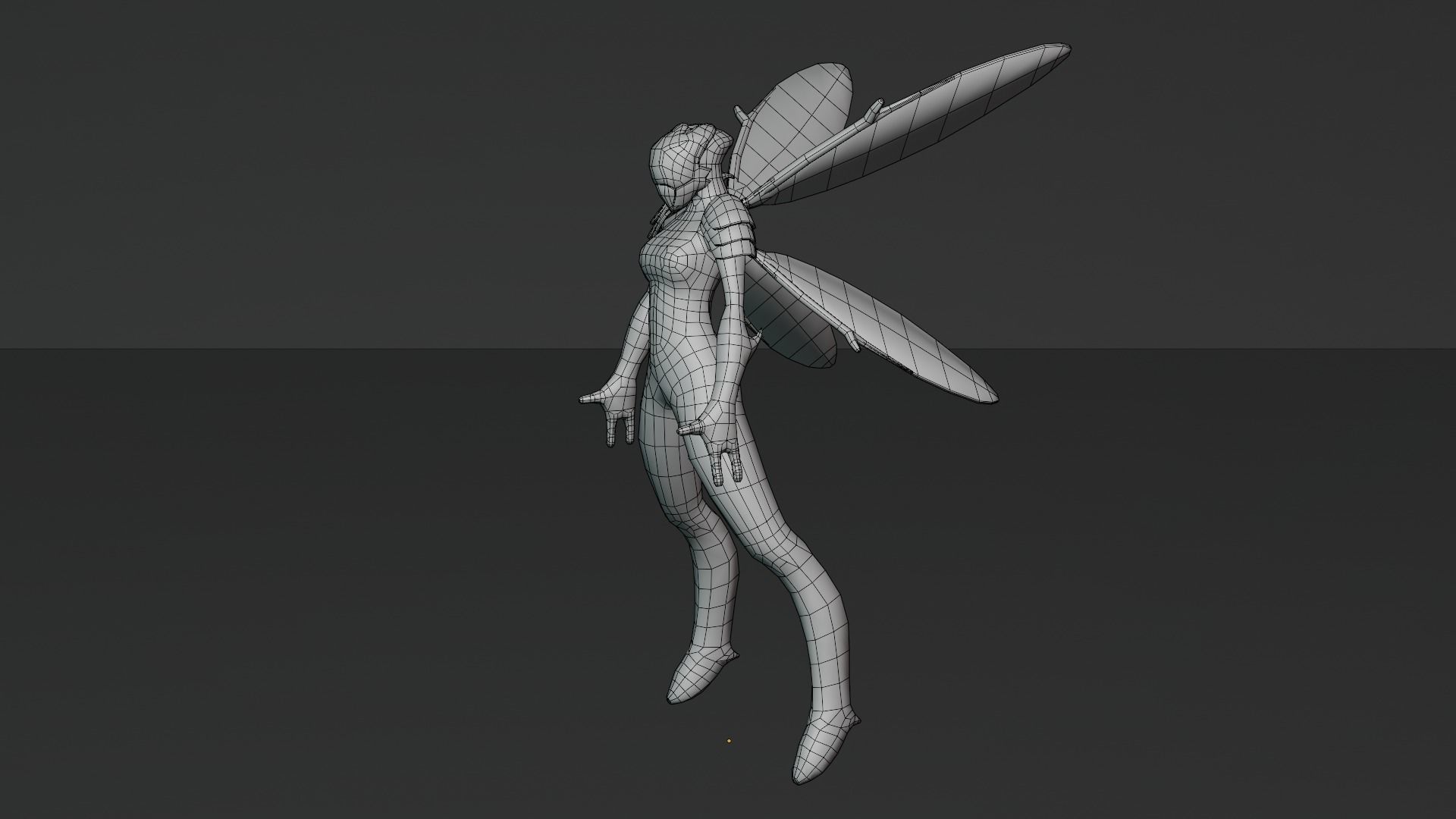 Winged Alien Low-poly 3D model_9