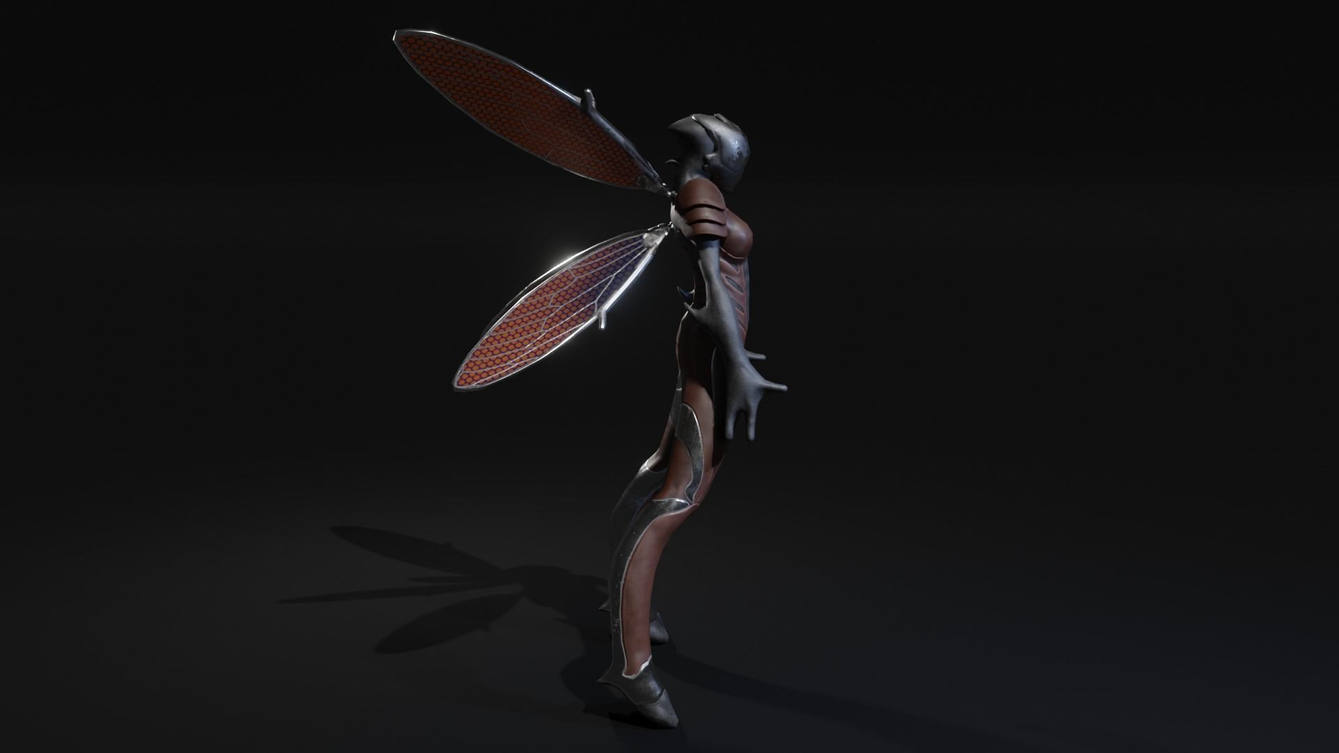 Winged Alien Low-poly 3D model_3