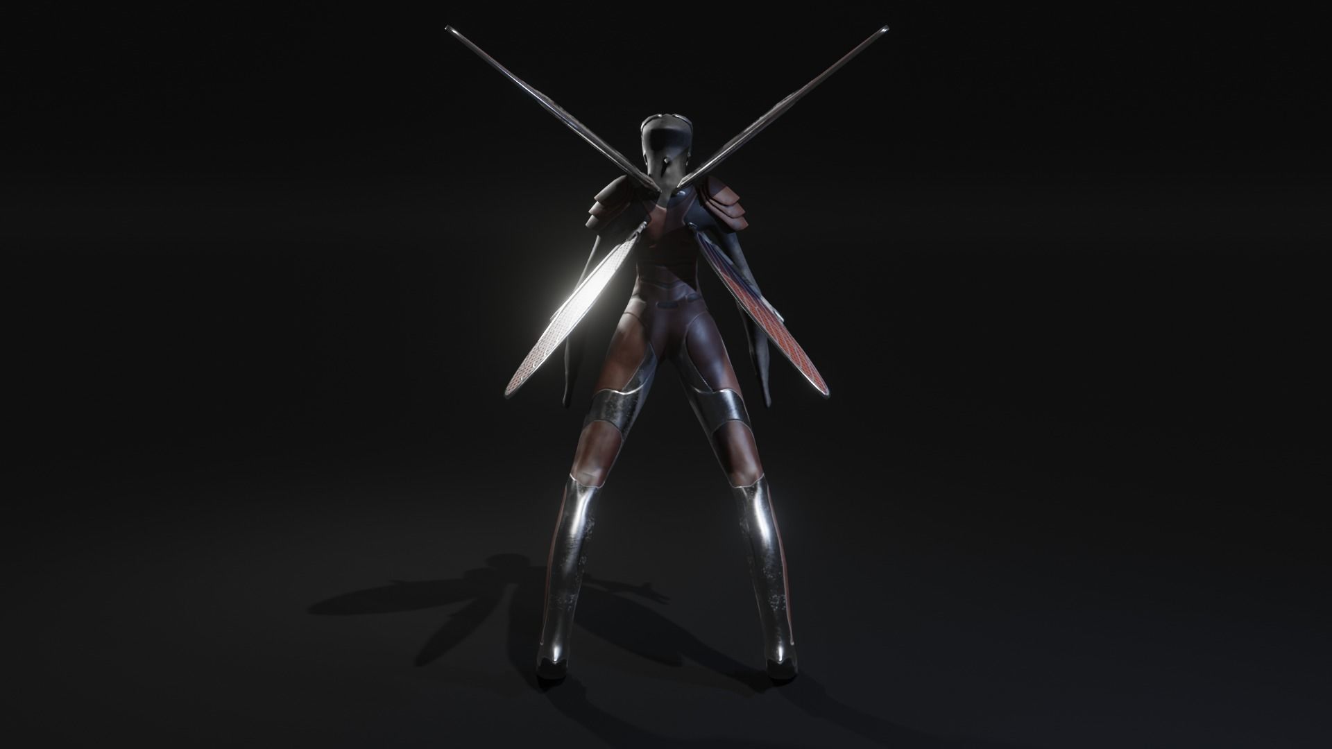 Winged Alien Low-poly 3D model_4