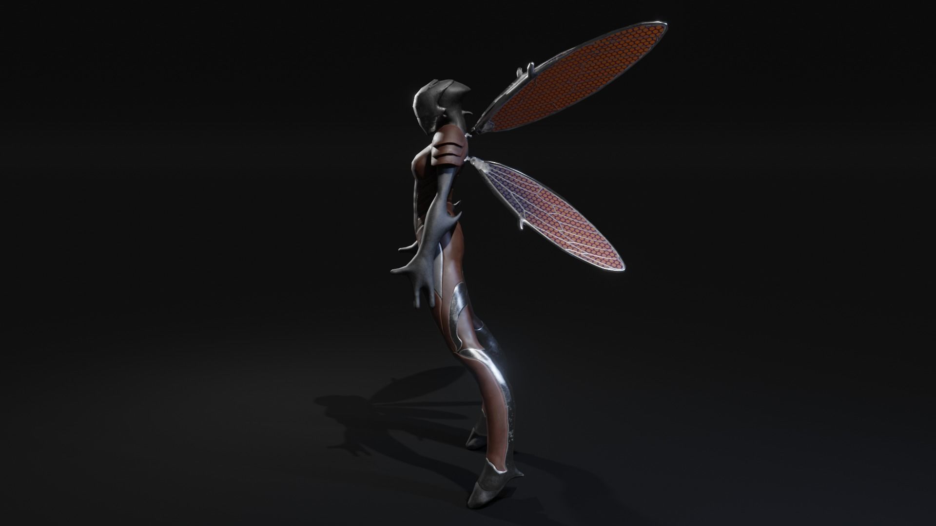 Winged Alien Low-poly 3D model_5