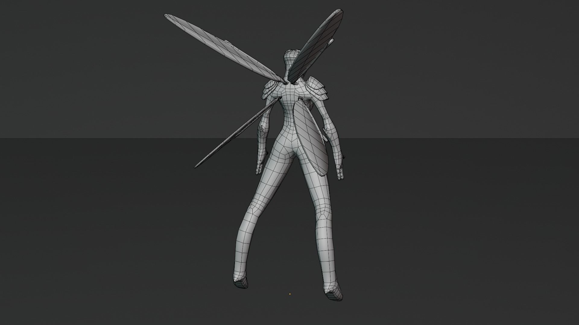 Winged Alien Low-poly 3D model_8