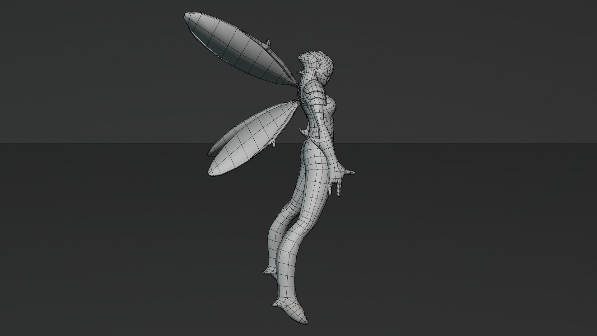 Winged Alien Low-poly 3D model_7