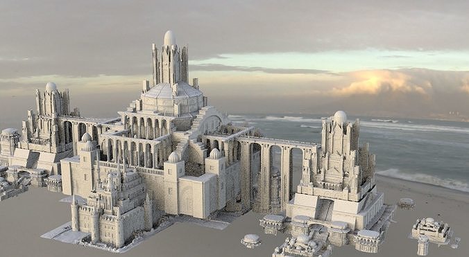 Babylon temple complex bridge fantasy 3D model