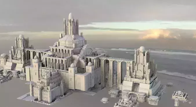 Babylon temple complex bridge fantasy 3D model