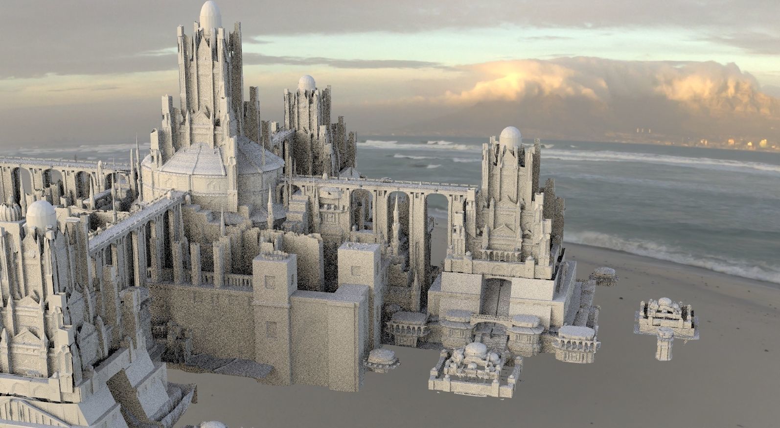 Babylon temple 4 way bridge system for gardens 3D model_1