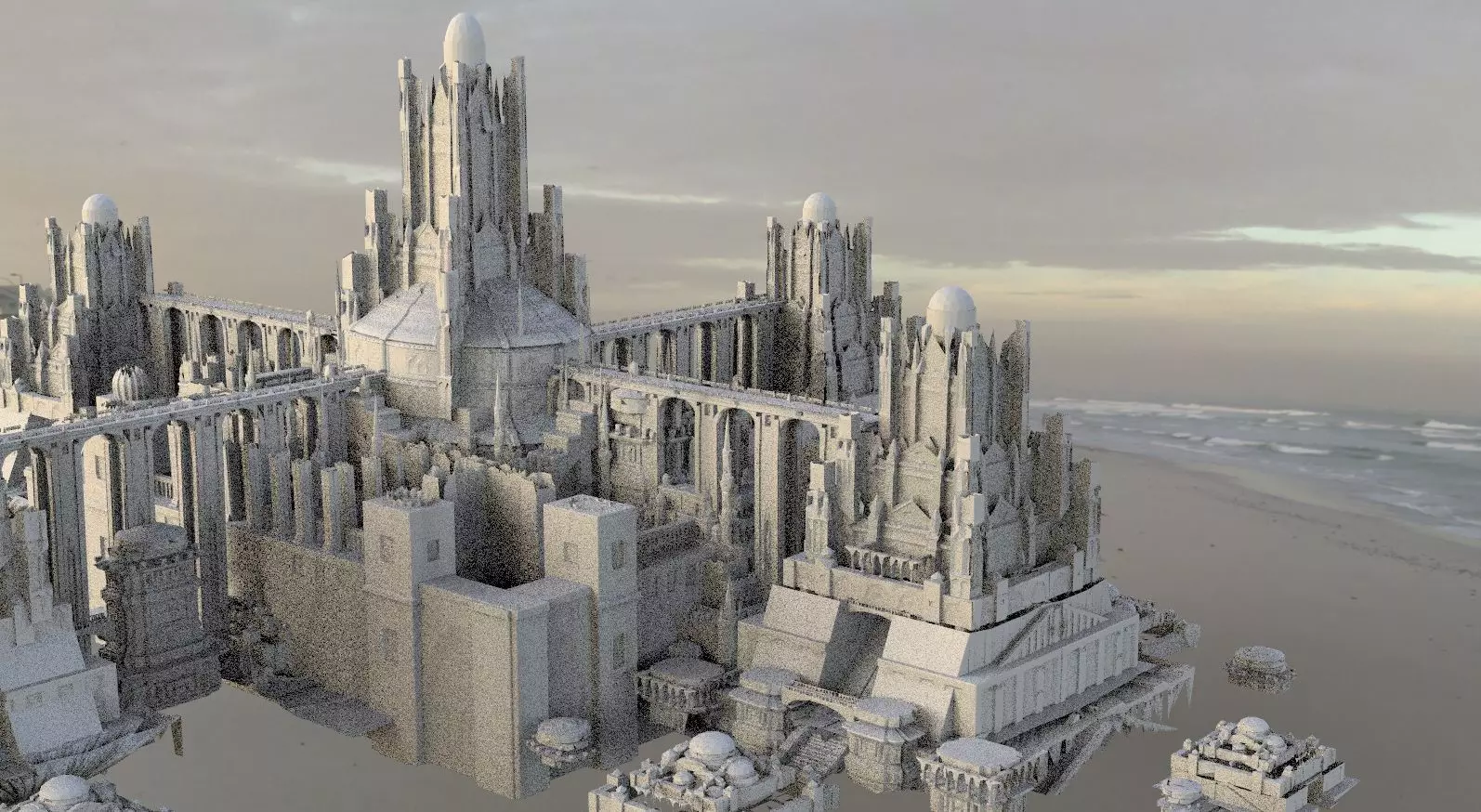 Babylon temple 4 way bridge system for gardens 3D model_0