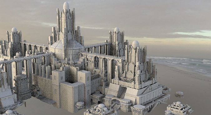 Babylon temple 4 way bridge system for gardens 3D model