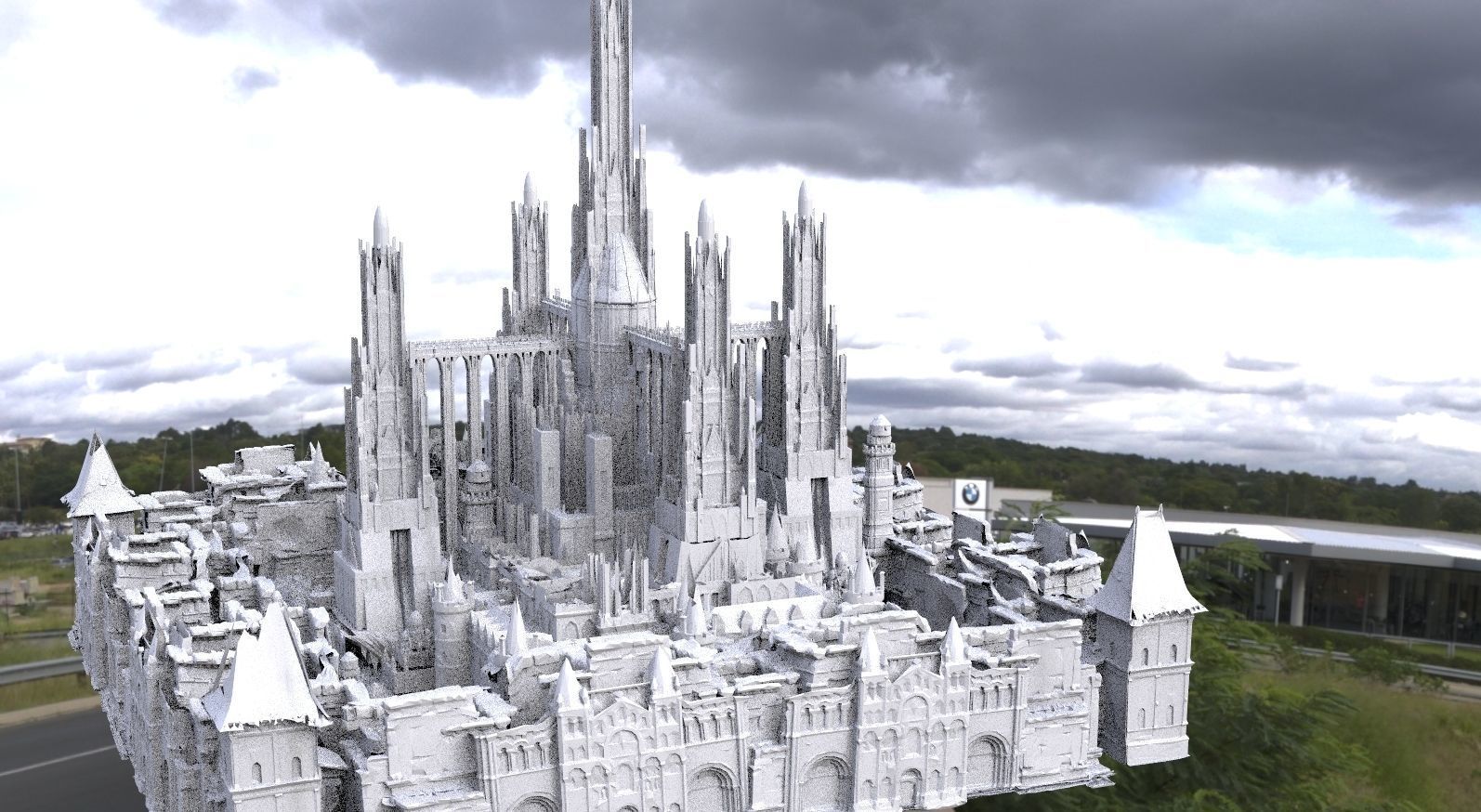 Babylon temple Huge with city garden lower city 3D model_2