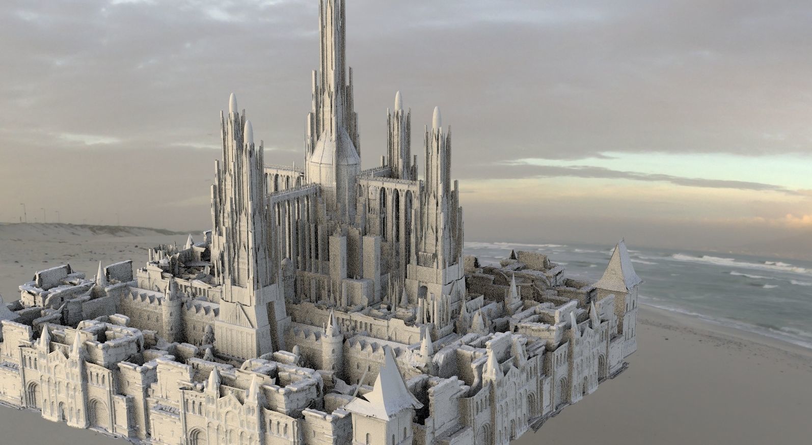 Babylon temple Huge with city garden lower city 3D model_4