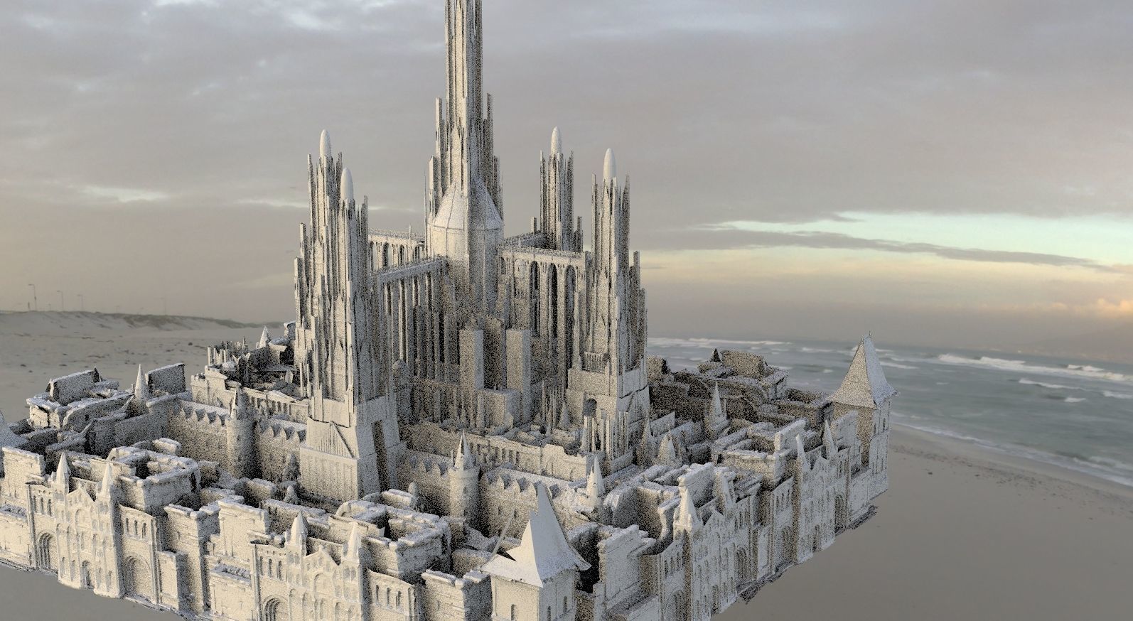 Babylon temple Huge with city garden lower city 3D model_1