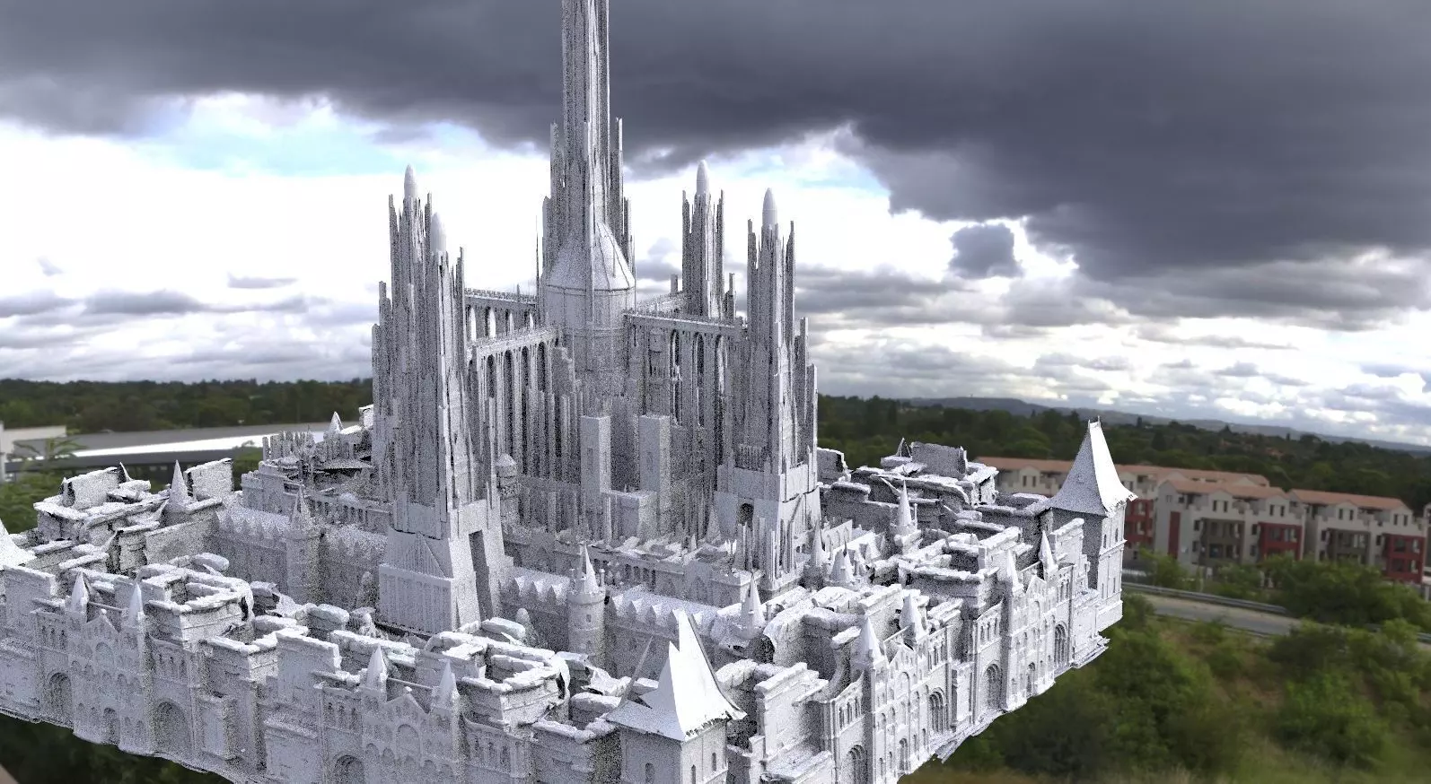 Babylon temple Huge with city garden lower city 3D model_0