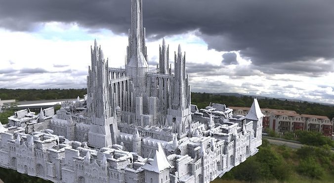 Babylon temple Huge with city garden lower city 3D model