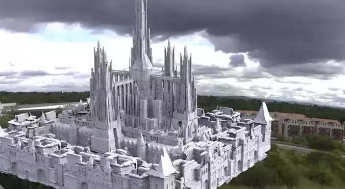 Babylon temple Huge with city garden lower city 3D model