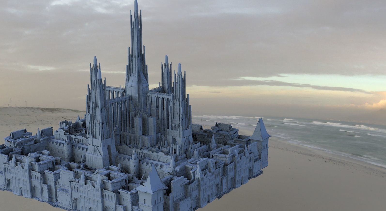 Babylon temple Huge with city garden lower city 3D model_3