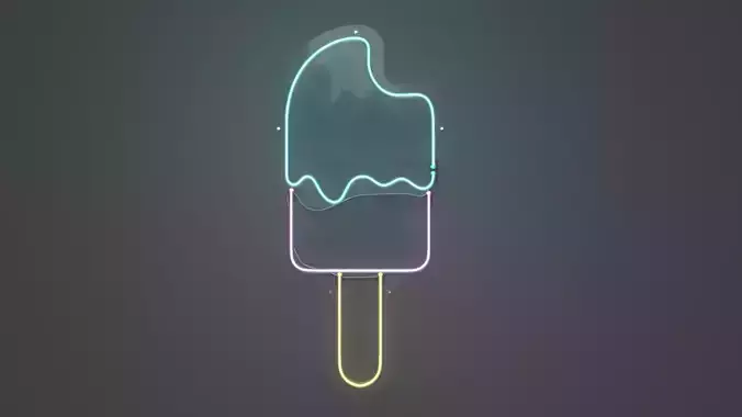 Ice Cream Pop - Neon Sign 3D model