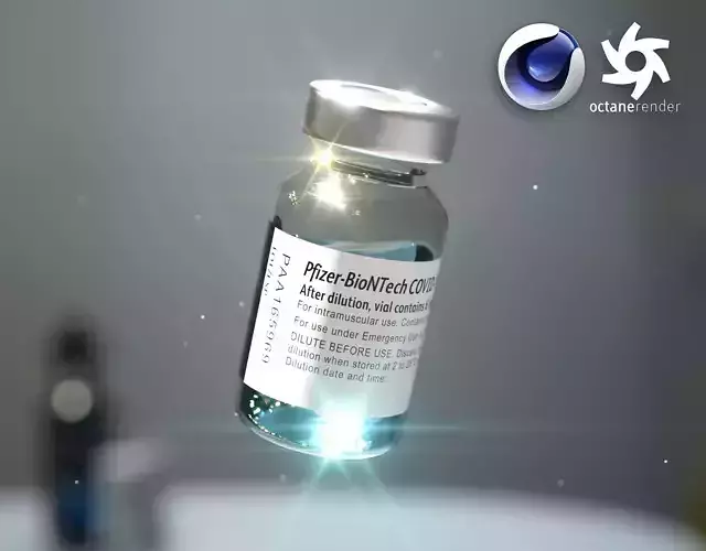 Amazing Pfizer Covid 19 Vaccine Vial Low-poly 3D model
