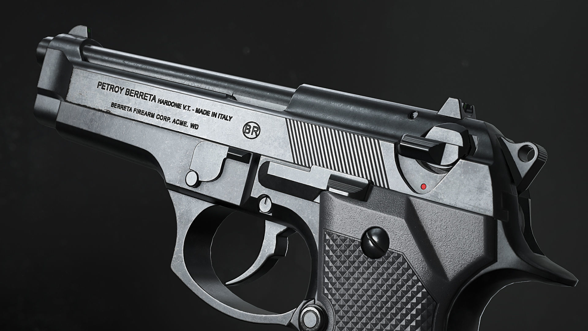 Berreta 92 Low-poly 3D model_3