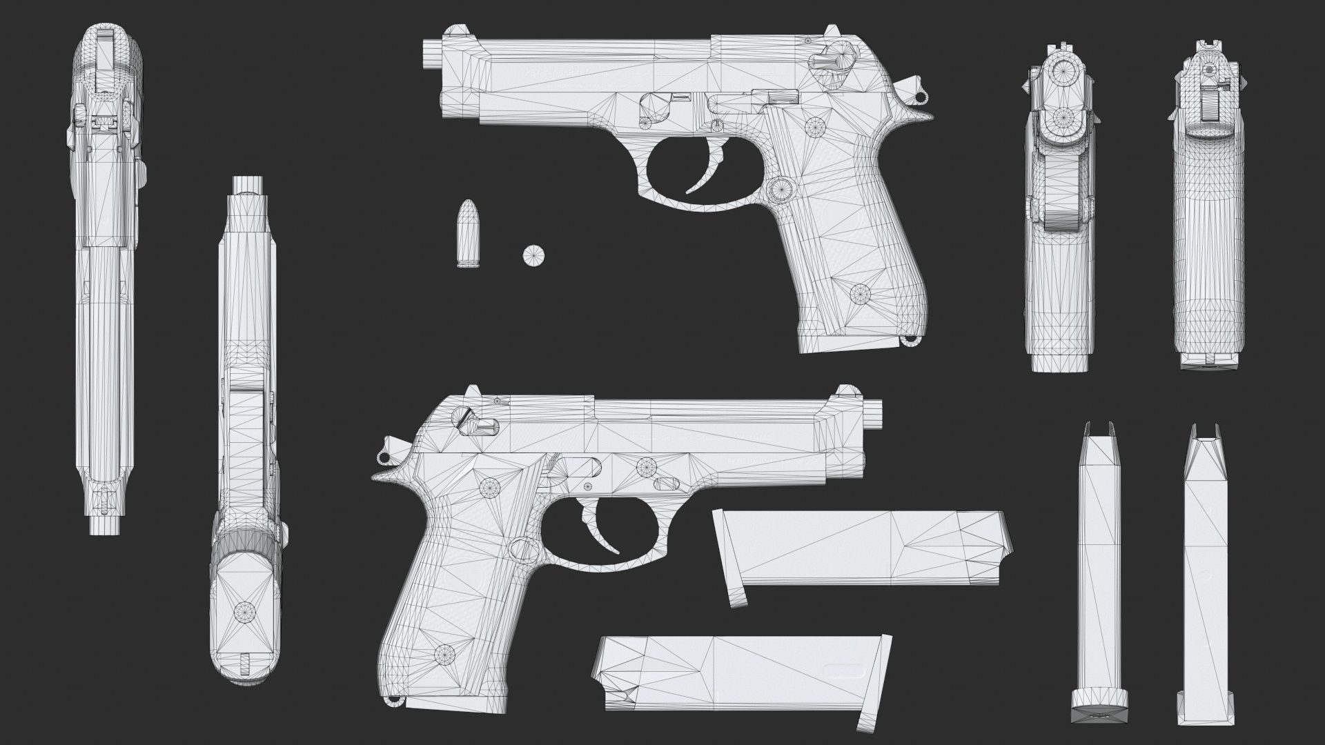 Berreta 92 Low-poly 3D model_9