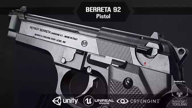 Berreta 92 Low-poly 3D model