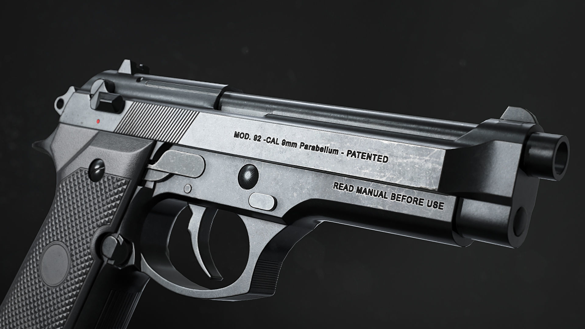 Berreta 92 Low-poly 3D model_4