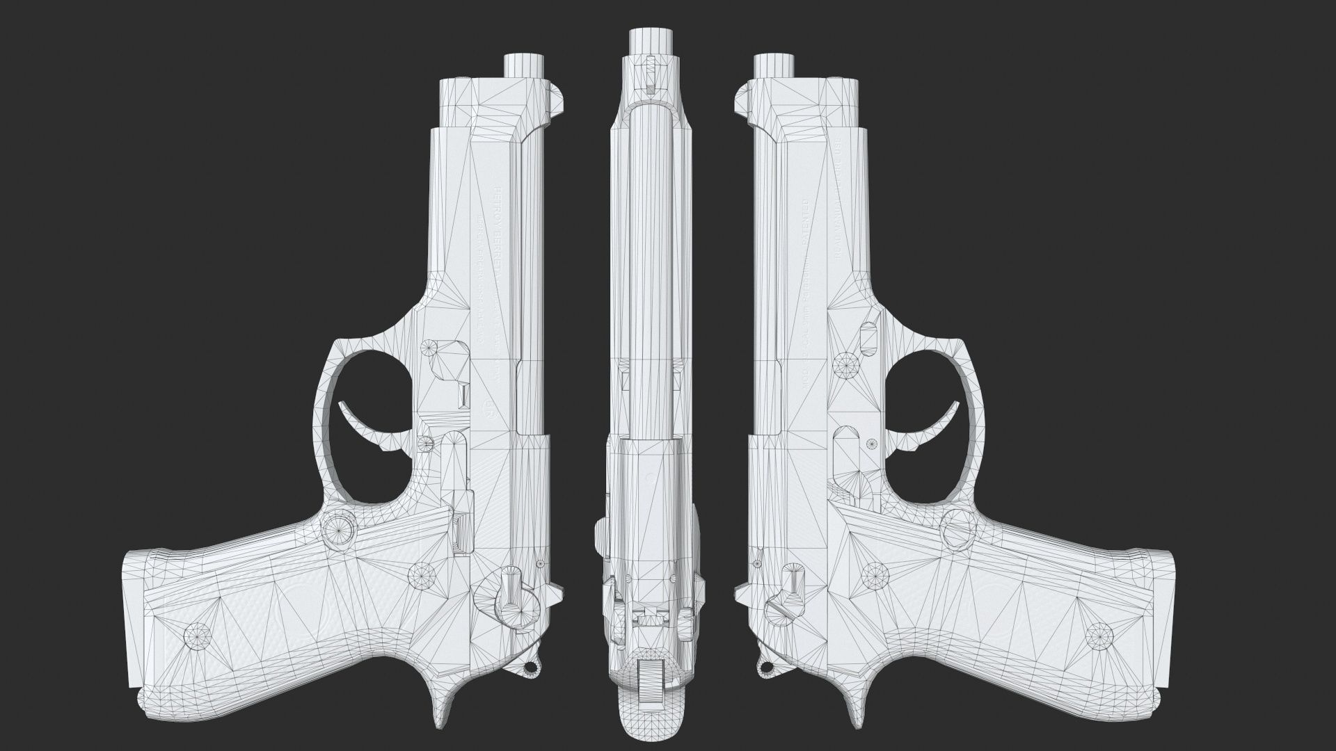 Berreta 92 Low-poly 3D model_8
