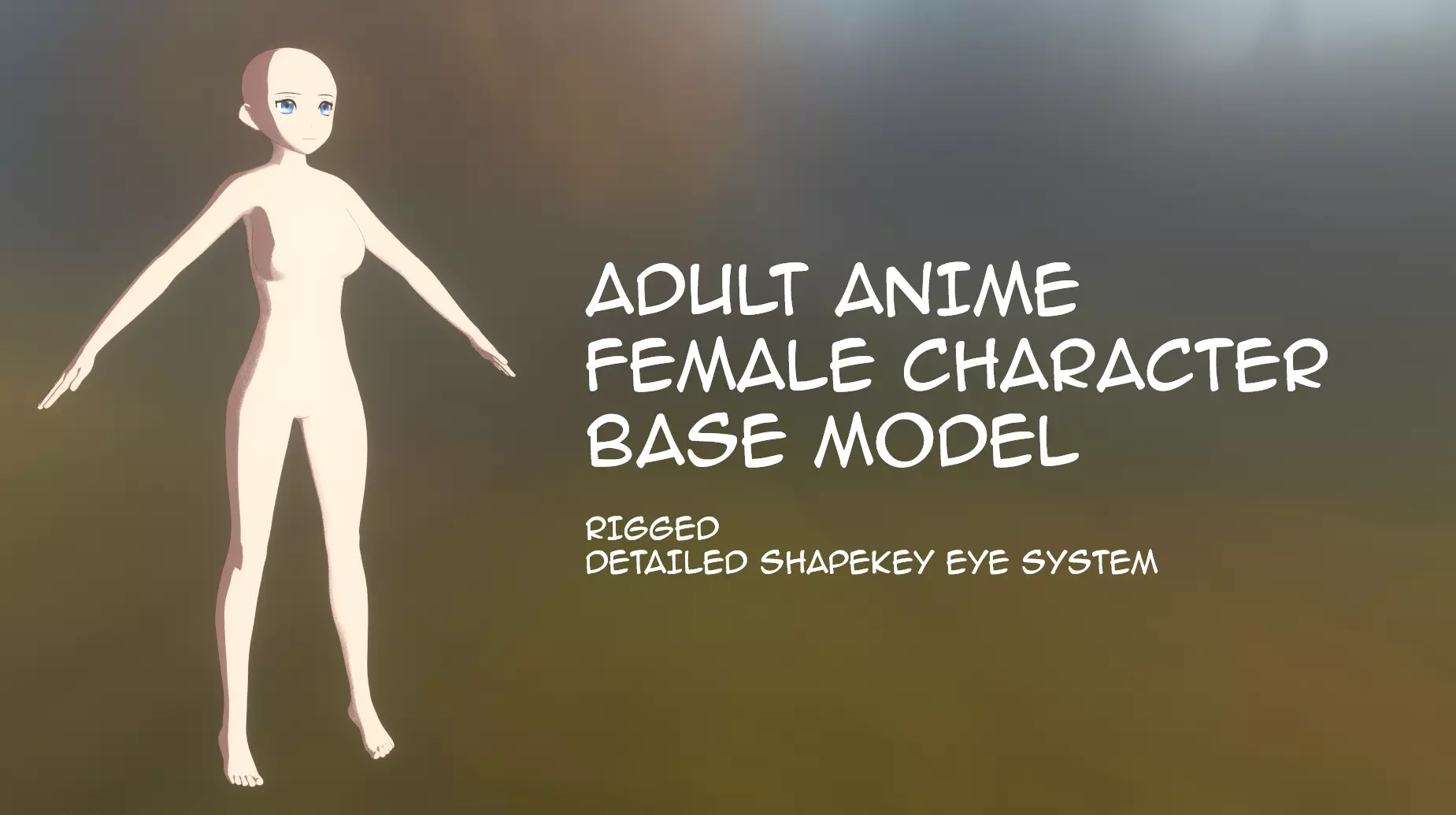 Basic Adult Anime Female Character Low-poly 3D model_0