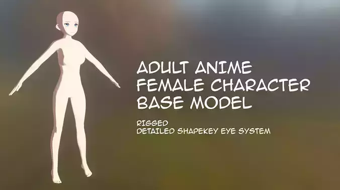 Basic Adult Anime Female Character Low-poly 3D model Basic Adult Anime Female Character Low-poly 3D model