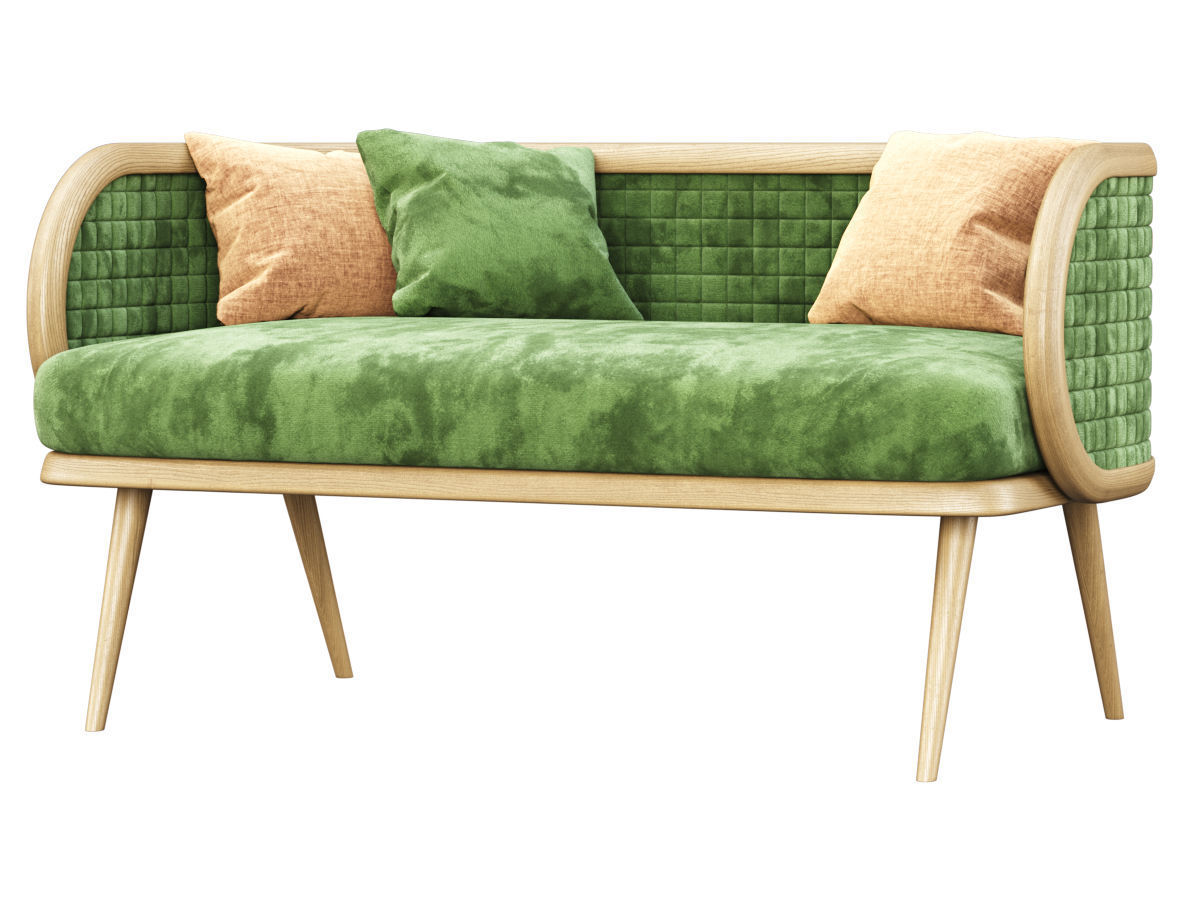 Victoria velour two-seater restaurant sofa DC18  3D model_1
