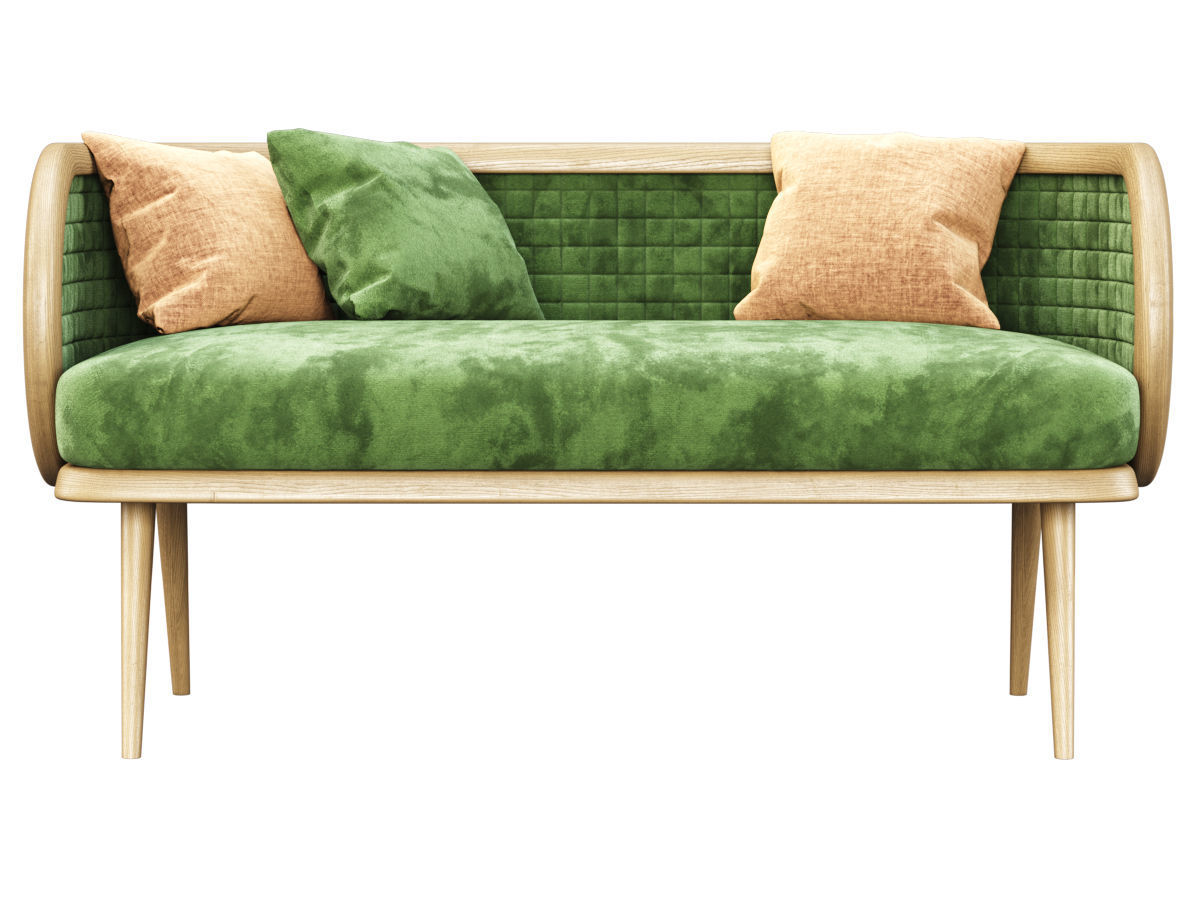 Victoria velour two-seater restaurant sofa DC18  3D model_3