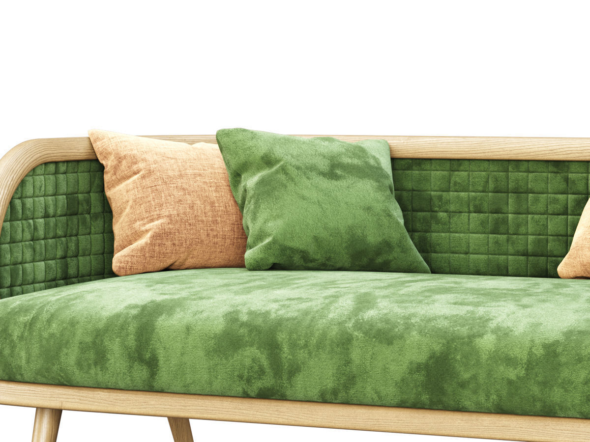 Victoria velour two-seater restaurant sofa DC18  3D model_2