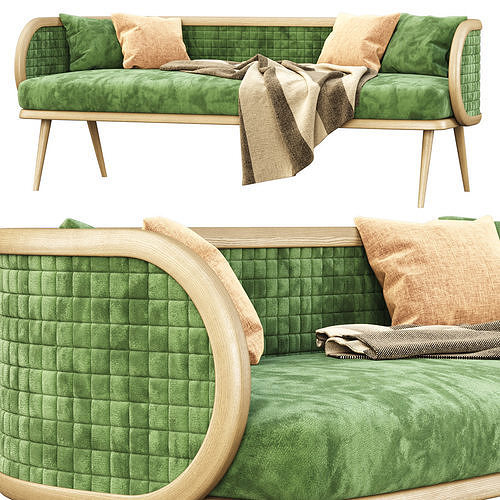 Victoria velour three-seater restaurant sofa DC18 3D model