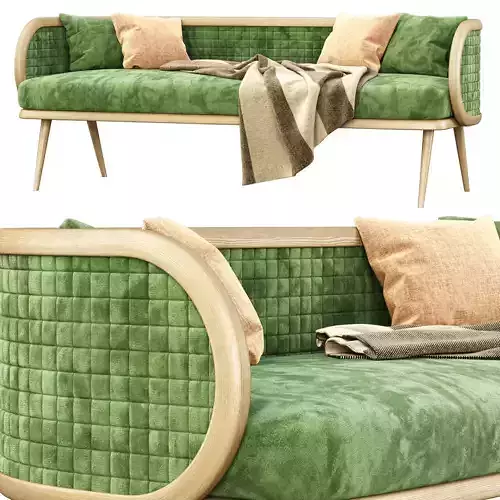Victoria velour three-seater restaurant sofa DC18 3D model