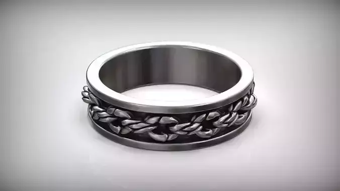 Skull Style Bone Chain Biker Ring