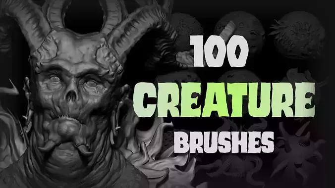 Zbrush and Blender - 100 Creature Brush Mega Pack 3D model