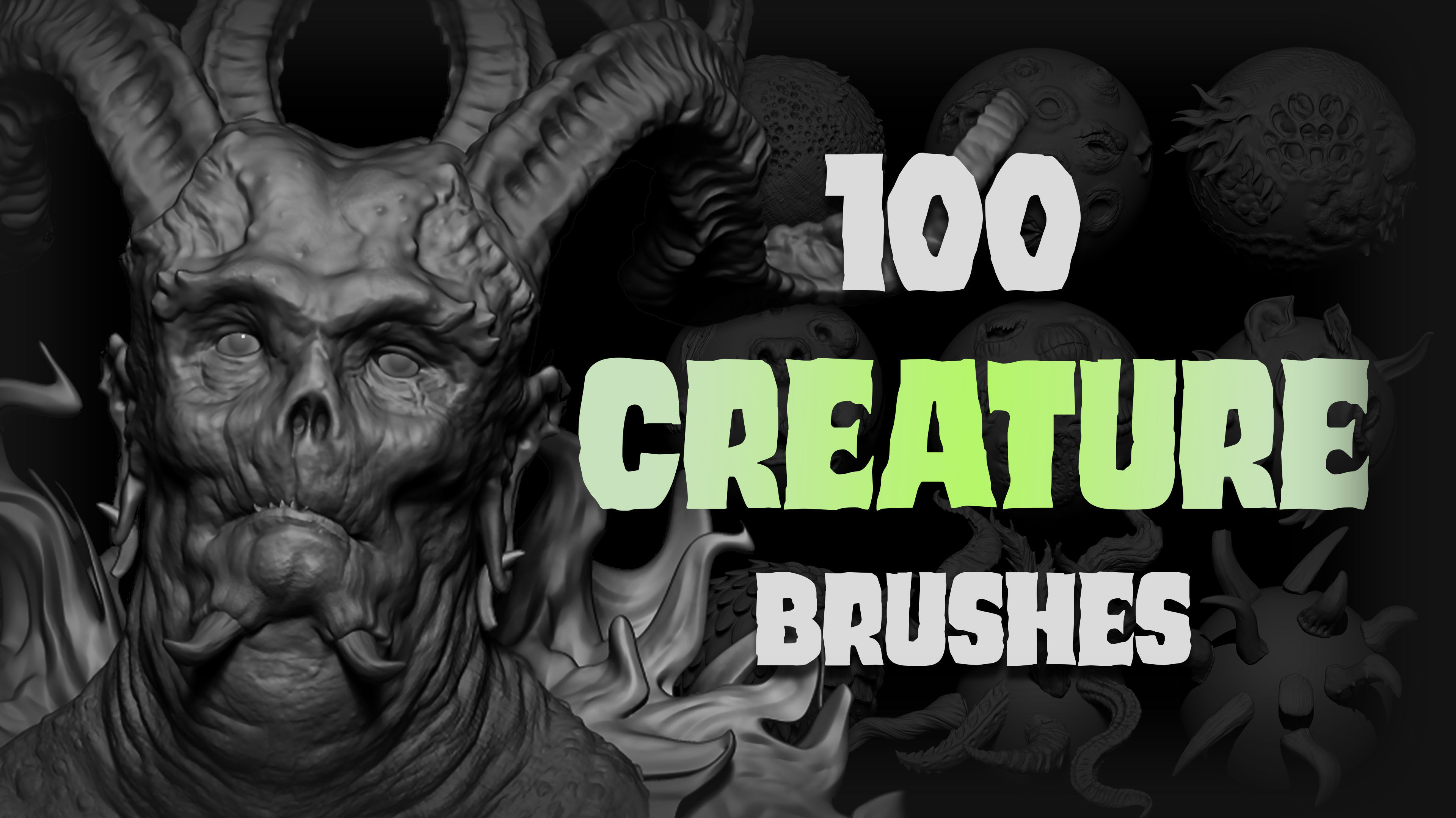 Zbrush and Blender - 100 Creature Brush Mega Pack 3D model | CGTrader